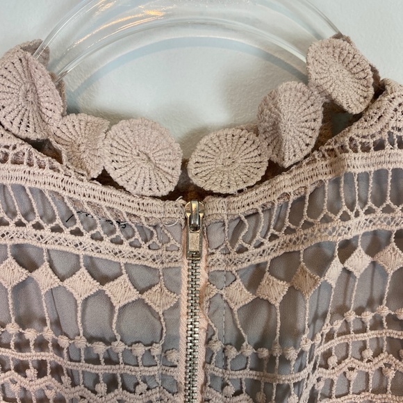 Design Lab Lord & Taylor Lace Crop Top Mauve Tan Women’s Size XS - Picture 4 of 8